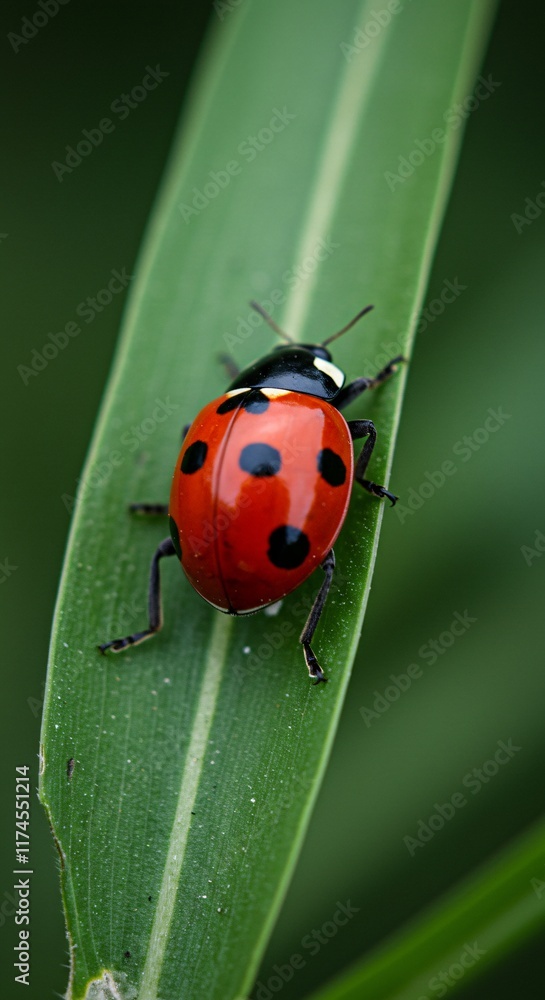 Fototapeta premium Close-Up of Insect on a Leaf with Soft Focus Background