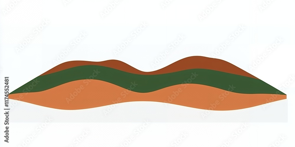 Abstract Landscape Wavy Hills Brown Green Orange Nature Background Abstract Landscape Wavy Hills Brown Green Orange Nature Background