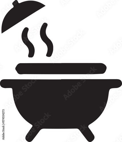Kitchen pot icon vector image, fondue pot icon