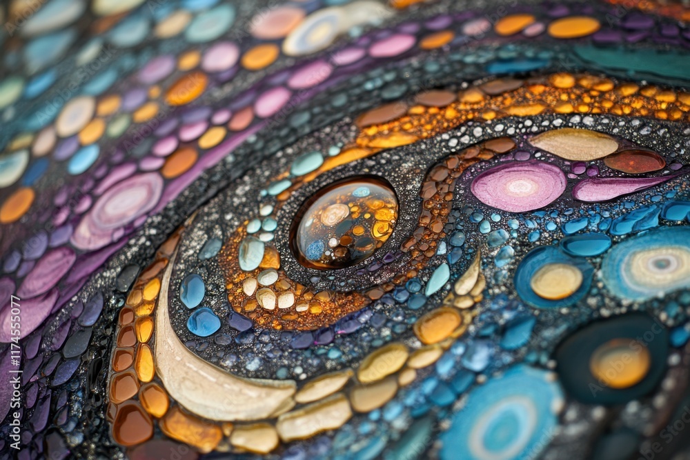 Abstract swirling colorful resin art with embedded gems Abstract swirling colorful resin art with embedded gems