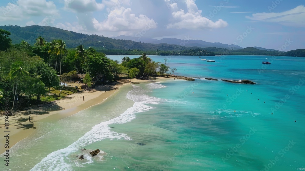 Fototapeta premium Amazing close-up panoramic view of the waves and beach