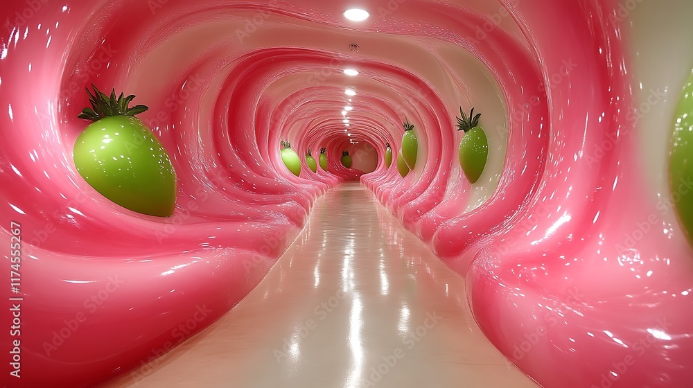 Fototapeta premium Pink Strawberry Tunnel Hallway Interior Design