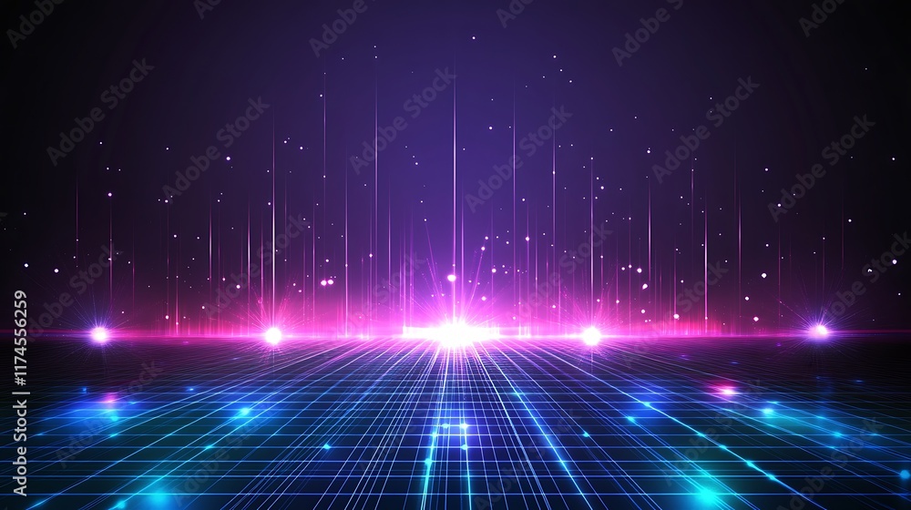Abstract Neon Grid Lines Light Show Background Abstract Neon Grid Lines Light Show Background