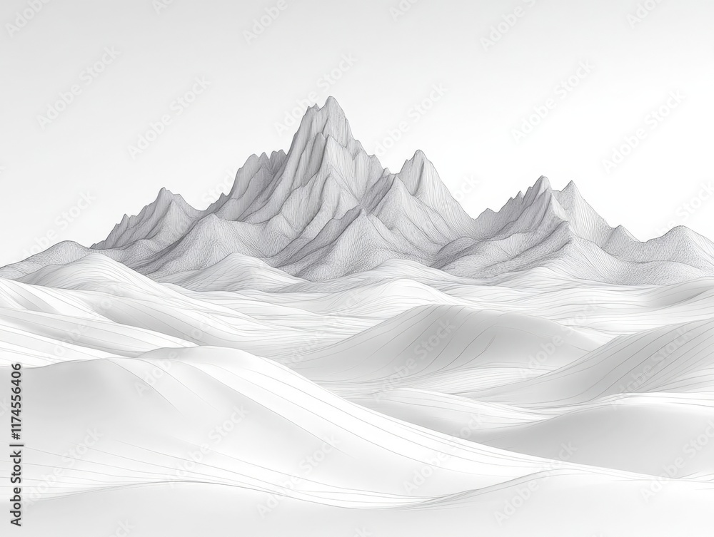 Fototapeta premium Abstract white mountain range landscape.