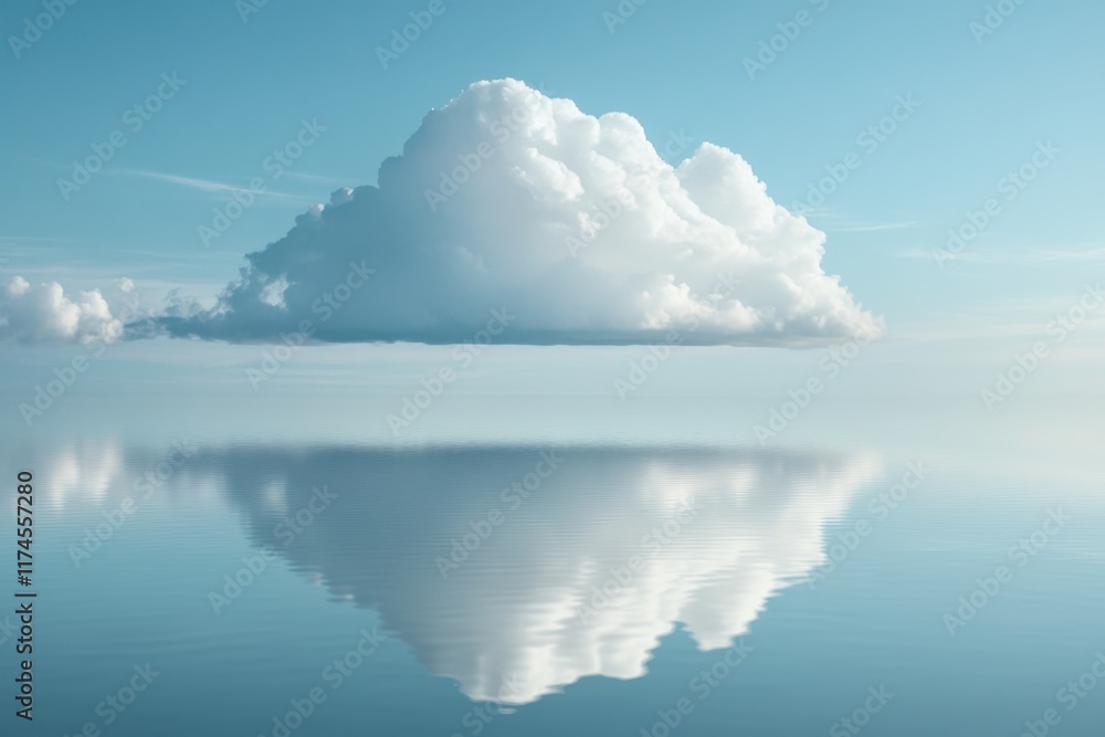 Fototapeta premium Single Cloud Reflection Peaceful Water Sky