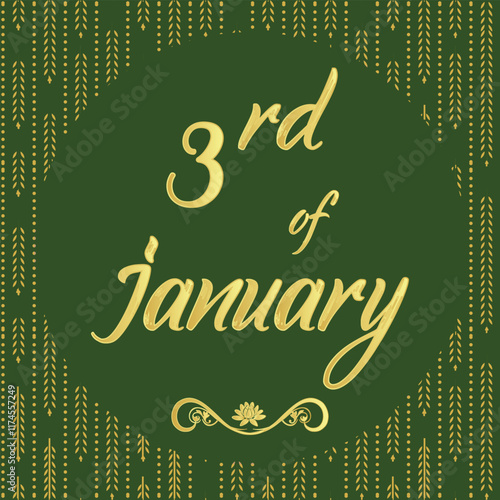 January 3 Daily Calendar Icon, stylish Background with Vector illustration Day of the year concept, Greeting for Today. Jan