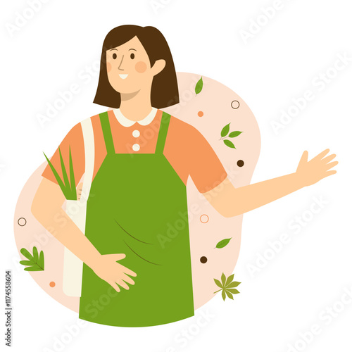 Green Lifestyle People Character. Zero Waste and Vegetarian. Flat Cartoon Vector Illustration