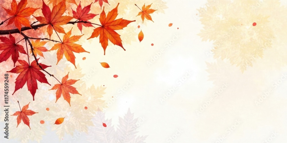 Autumnal Branch with Falling Leaves A Serene and Colorful Design for Fall Decor Autumnal Branch with Falling Leaves A Serene and Colorful Design for Fall Decor