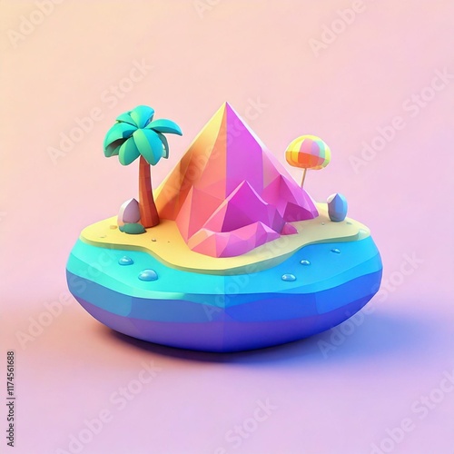 Simple island icon logo at 3d toys a simple in the background photo