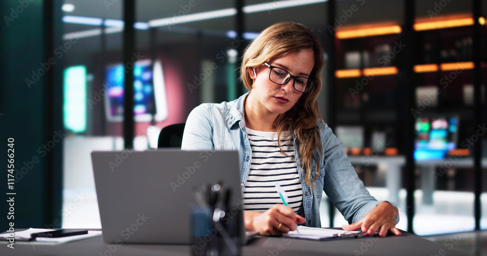 Young Woman Using Desktop Computer For Online Webinar Course Young Woman Using Desktop Computer For Online Webinar Course
