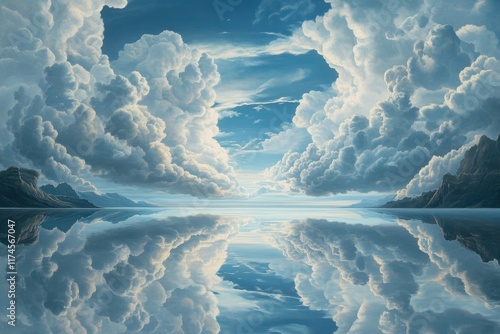 Serene Cloudscape Reflecting In Calm Waters photo