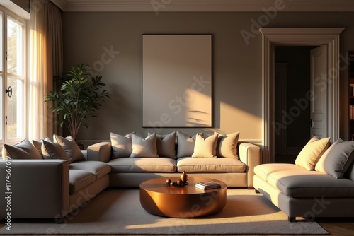 Inviting Shadows - Capturing the Warmth of a Luxurious Living Room. photo