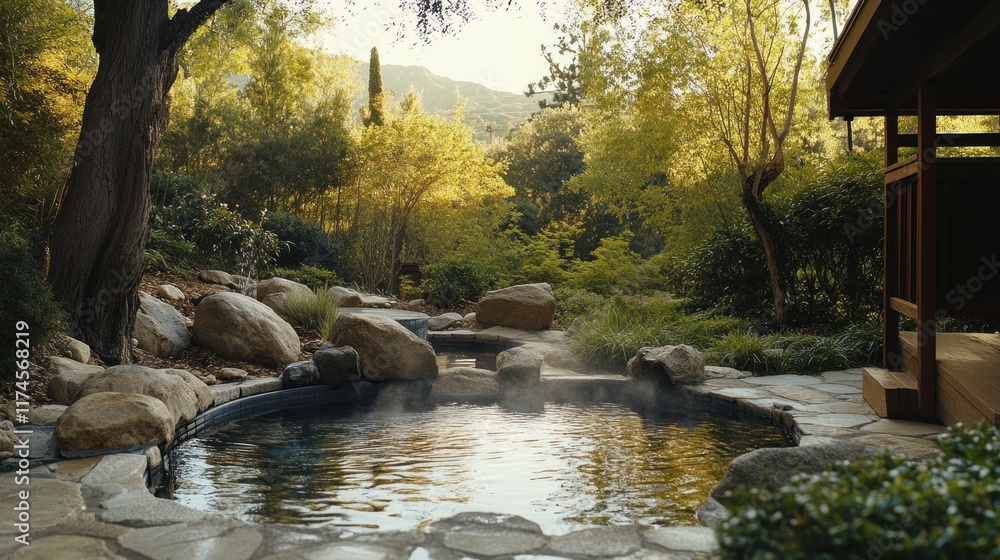 Fototapeta premium Tranquil Hot Springs Retreat in Lush Surroundings