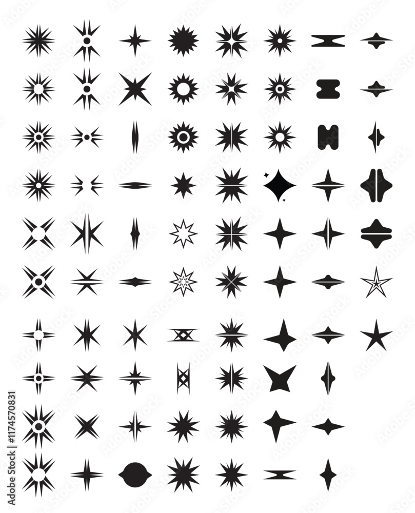Naklejka premium Geometric Star Patterns and Shapes Collection