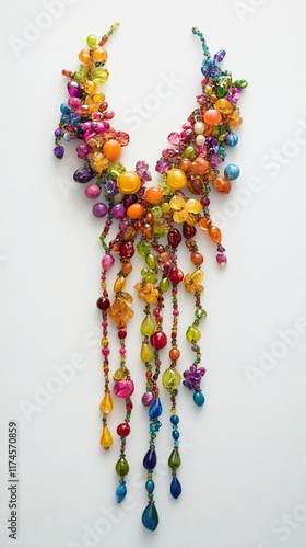 Vibrant Rainbow Beaded Necklace: Handmade Colorful Gemstone Jewelry photo