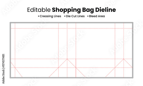 Customizable Shopping Bag Die line Template for Packaging Design