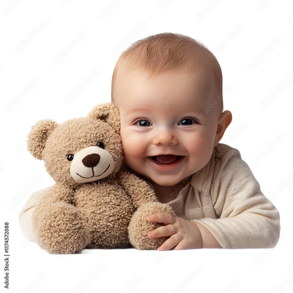 Baby with toy isolated on transparent background Baby with toy isolated on transparent background