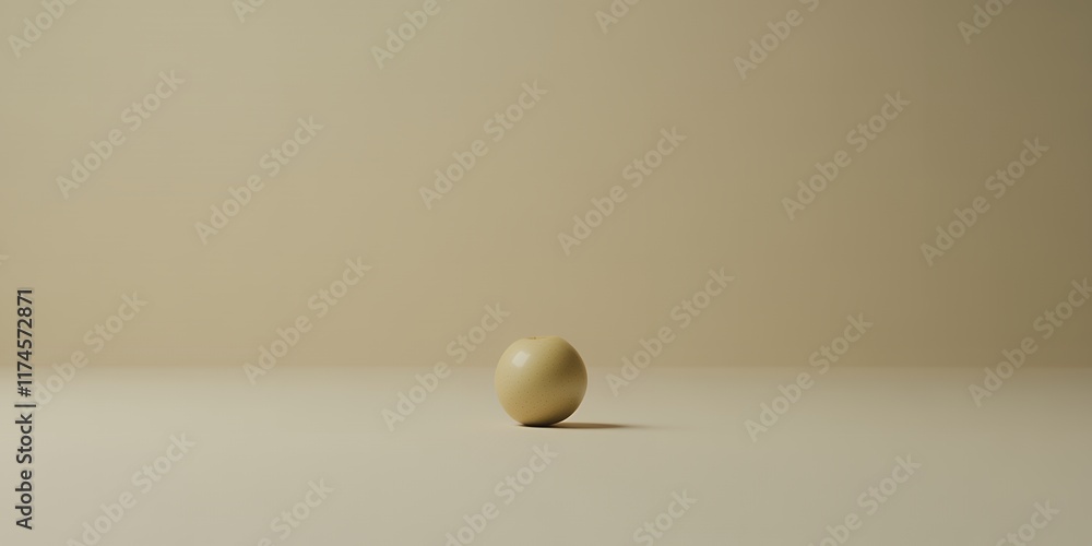 Fototapeta premium Single Beige Sphere on Pale Background Minimalist Still Life Photography