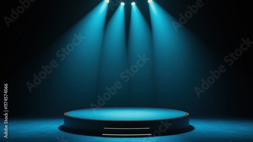 Flawless 3D podium design in a naturally lit scene – ideal for visualizing high-end products.