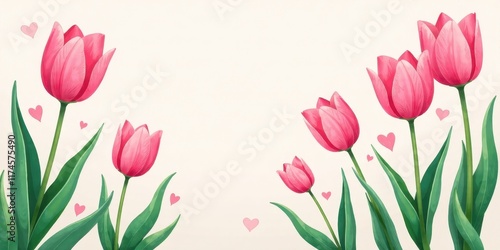 A Delicate Arrangement of Pink Tulips and Hearts A Romantic Springtime Floral Design