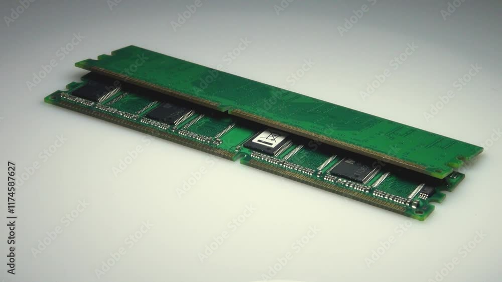 Electronic printed circuit board memory on white background Electronic printed circuit board memory on white background