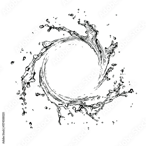 Etching splash of water
