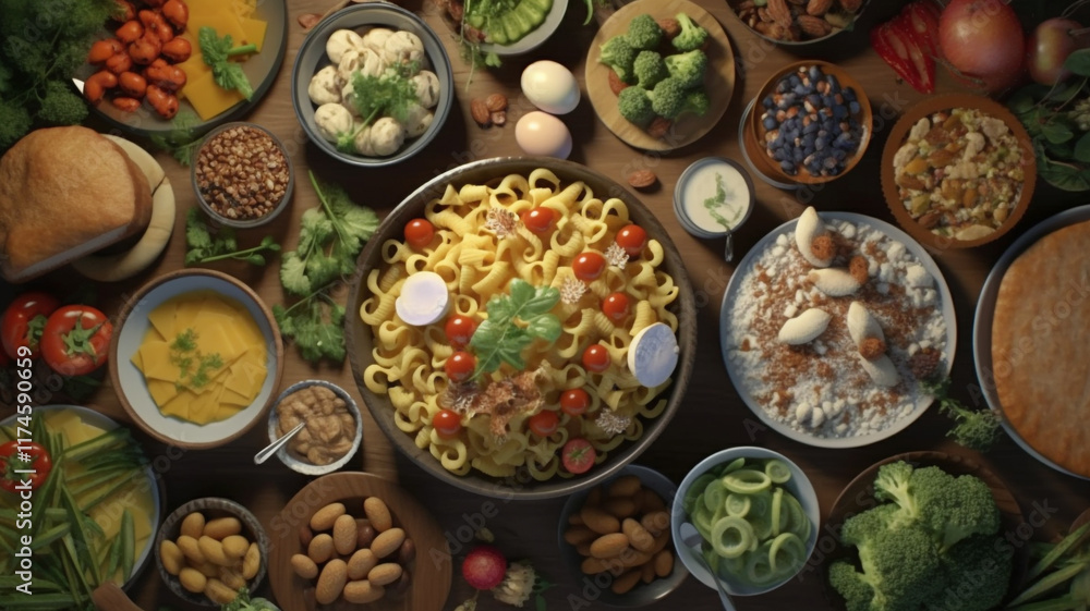 Array of colorful, diverse foods arranged in bowls on a dark background, showcasing vibrant ingredients.
caprese salad and tomato bruschetta on black background Array of colorful, diverse foods arranged in bowls on a dark background, showcasing vibrant ingredients.
caprese salad and tomato bruschetta on black background