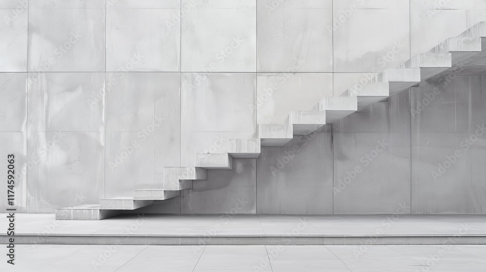 Obraz premium A mysterious staircase floating in an endless void, devoid of walls and ceiling, sparks curiosity.