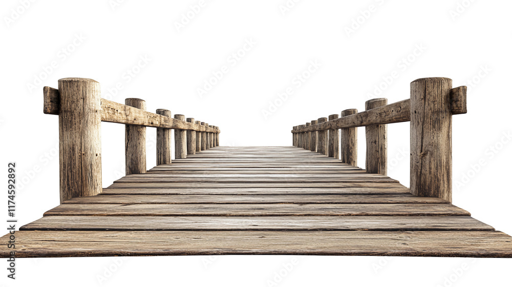 Fototapeta premium Wooden pier isolated on white background. Suitable for marketing or business purposes. PNG file