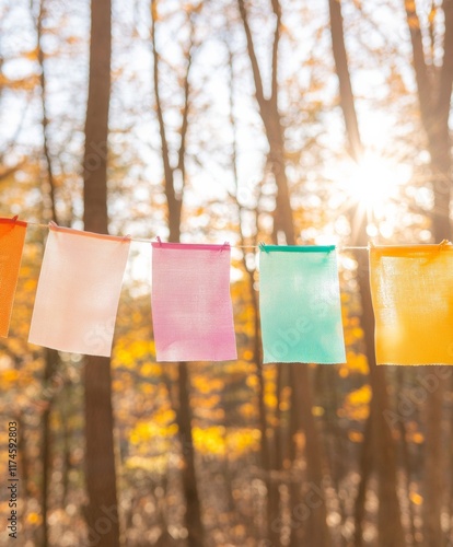 Radiant Forest Celebration Purim and Holiday Joy with Sunlit Banners photo