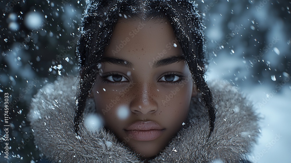 Black Girl in Snow Portrait in 16K Resolution Ultra-High Definition Black Girl in Snow Portrait in 16K Resolution Ultra-High Definition