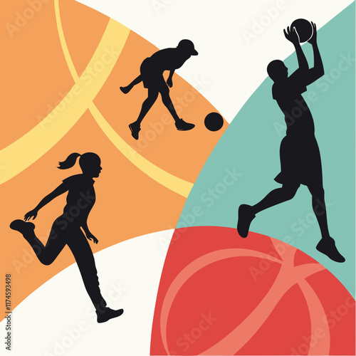 Sport Silhouettes on Abstract Background"