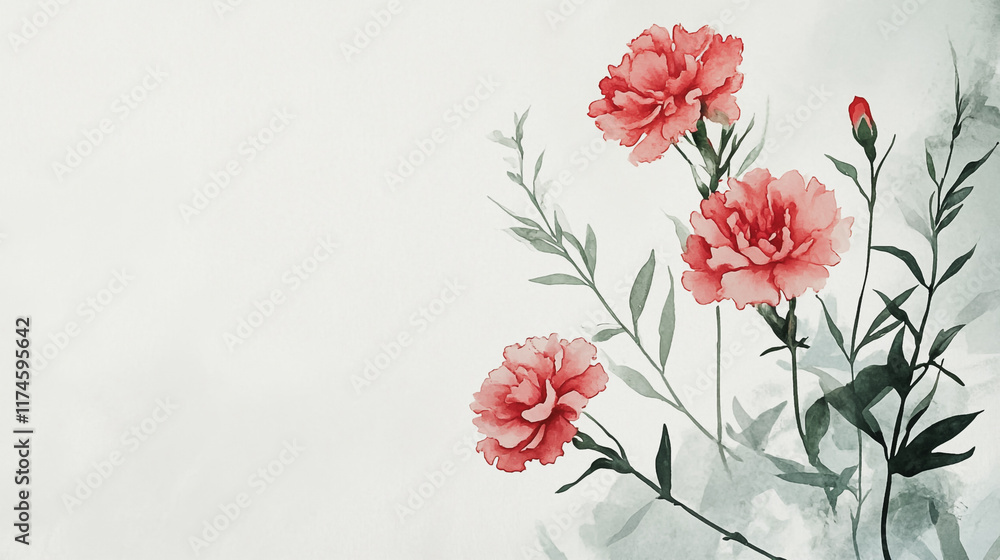 Obraz premium Elegant wedding invitation card background vector. Minimal hand painted watercolor botanical flowers texture template background. Design for wedding, vip cover, poster, rsvp moderncard.Valentine's Day