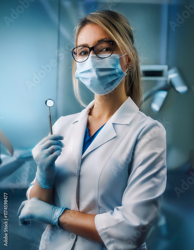 dentist with patient in dental clinic