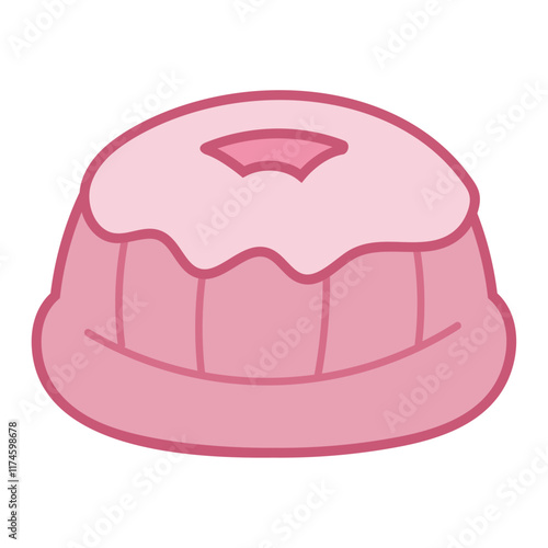 Kue putu ayu pink vector illustration, putu ayu cake icon illustration cartoon, traditional snack from indonesia, indonesian traditional food