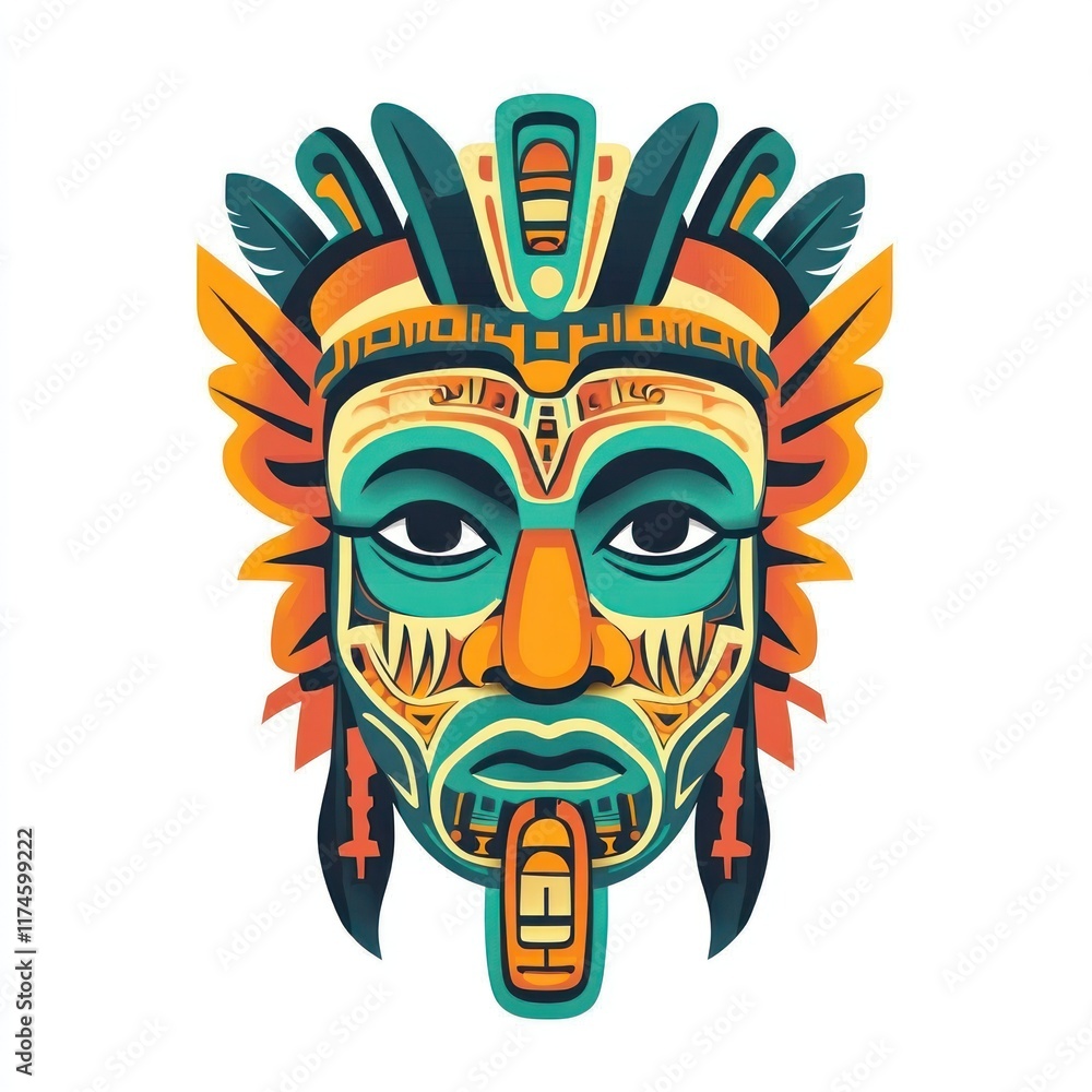 Vibrant Tribal Mask Design Featuring Aztec Inspired Art Vibrant Tribal Mask Design Featuring Aztec Inspired Art