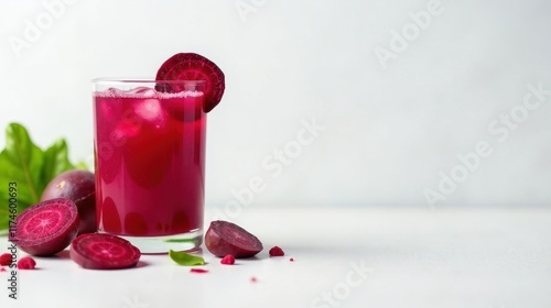 Wallpaper Mural Refreshing Beetroot Juice with Ice Cubes and Fresh Beet Slices Torontodigital.ca
