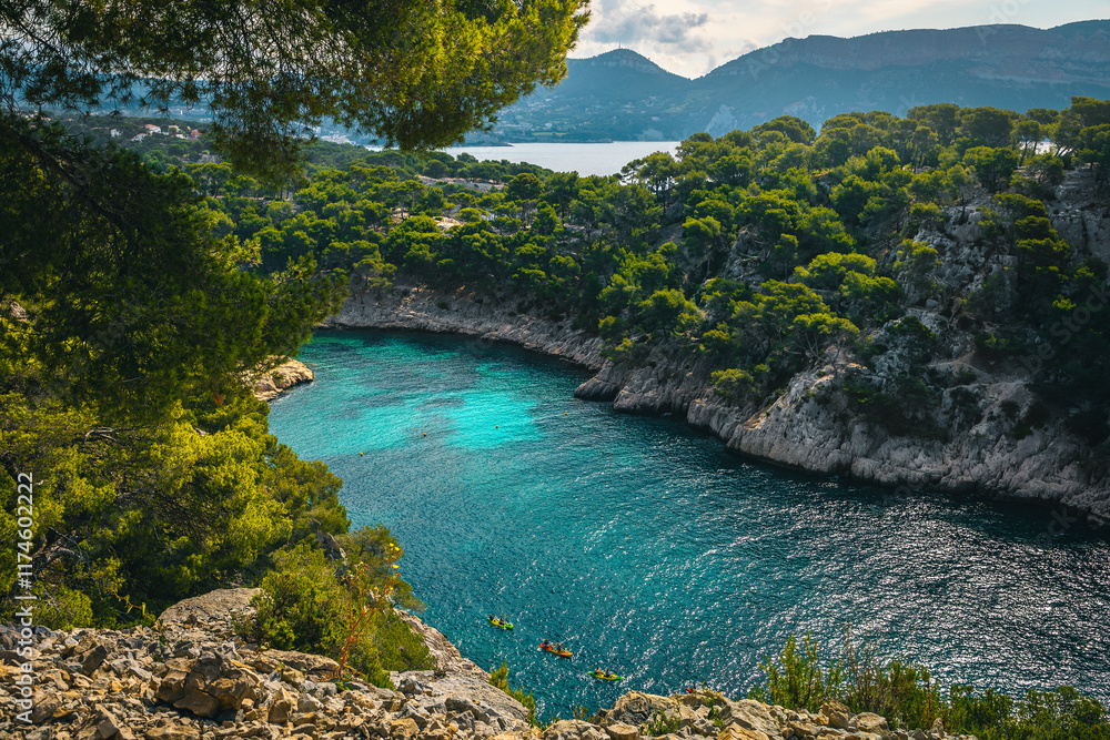Stunning Calanque de Port Pin bay view, Cassis, Marseille, France