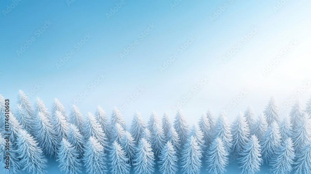 Obraz premium A snowy forest with a blue sky in the background