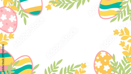 Festive Easter Egg and Floral for Celebrations. Perfect for Easter invitations, greeting cards, or seasonal designs. Ideal for springtime celebrations and holiday decor.