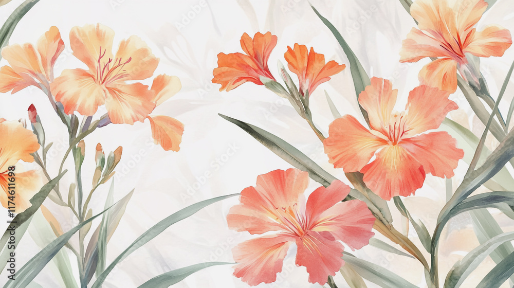 Obraz premium Elegant wedding invitation card background vector. Minimal hand painted watercolor botanical flowers texture template background. Design for wedding, vip cover, poster, rsvp moderncard.Valentine's Day