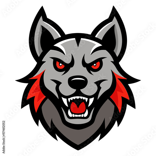 Aggressive dog head mascot logo and vector art illustration.