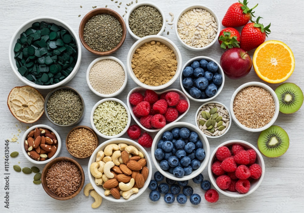A vibrant image showcasing a variety of fresh, whole foods, including colorful fruits, vegetables, nuts, and seeds, promoting a healthy lifestyle A vibrant image showcasing a variety of fresh, whole foods, including colorful fruits, vegetables, nuts, and seeds, promoting a healthy lifestyle