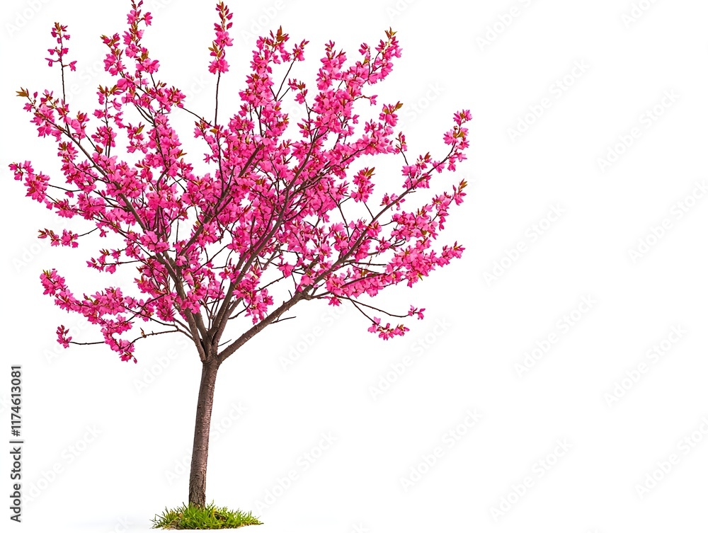 Fototapeta premium Beautiful Pink Blossom Tree Isolated on White Background