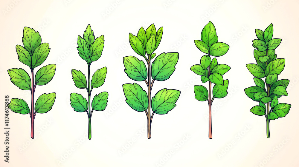 Obraz premium Fresh Herbs Illustration