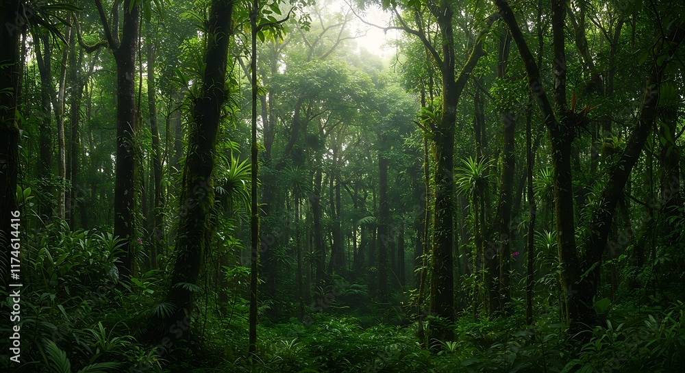 Fototapeta premium Deep tropical jungles of Southeast Asia in august ,Tropical rain forest 