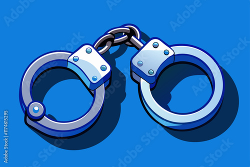  A pair of handcuffs lying open on a different background