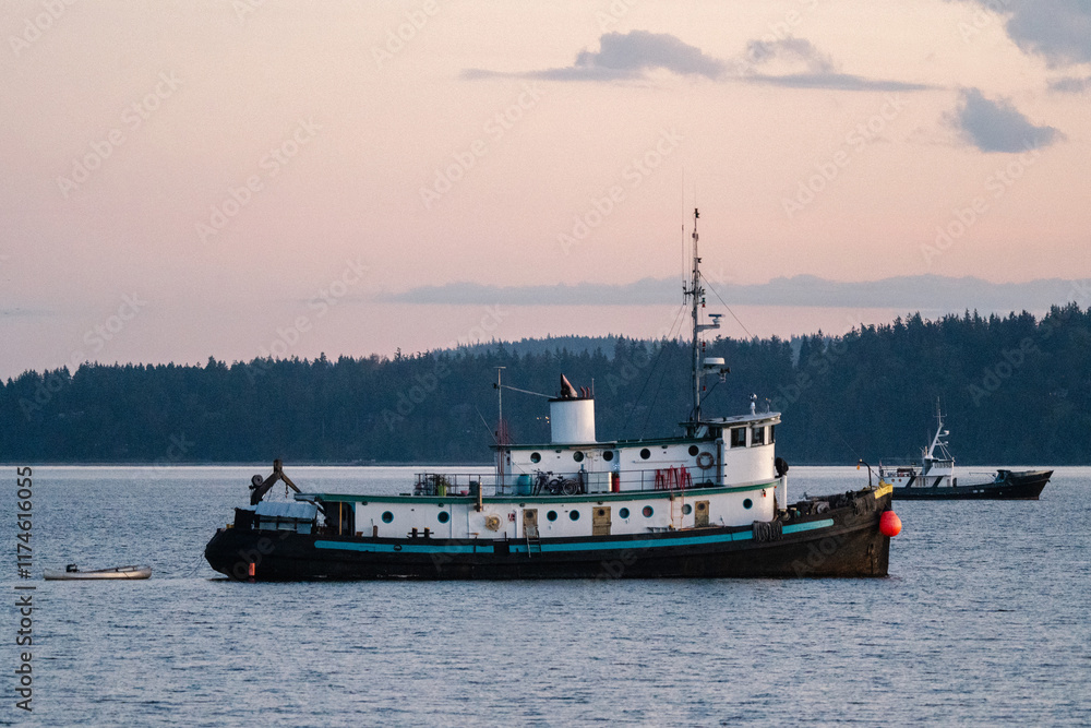 Evening views of ship in Port Townsend, Washington. Evening views of ship in Port Townsend, Washington.