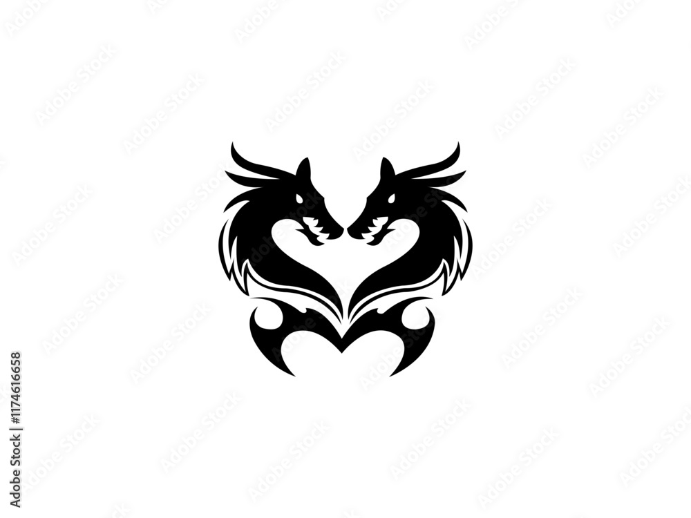 Naklejka premium Dragon Head Logo Royalty Design Vector