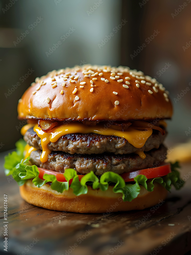 Tasty and appetizing hamburger cheeseburger Tasty and appetizing hamburger cheeseburger